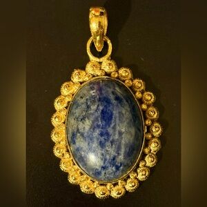 Elegant Gold and Blue Sodalite Pendant